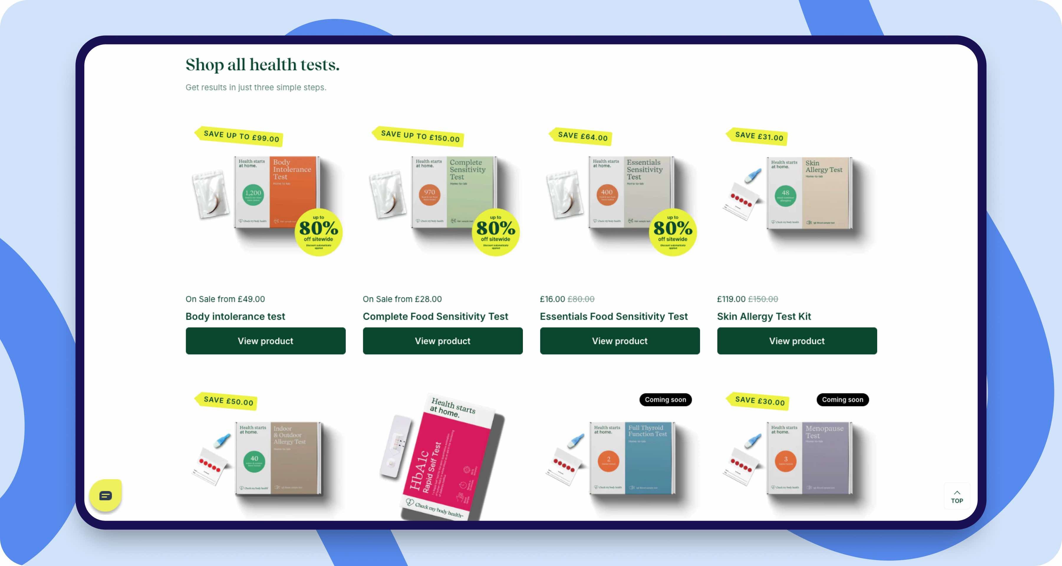 Global Health Tests — screen 3