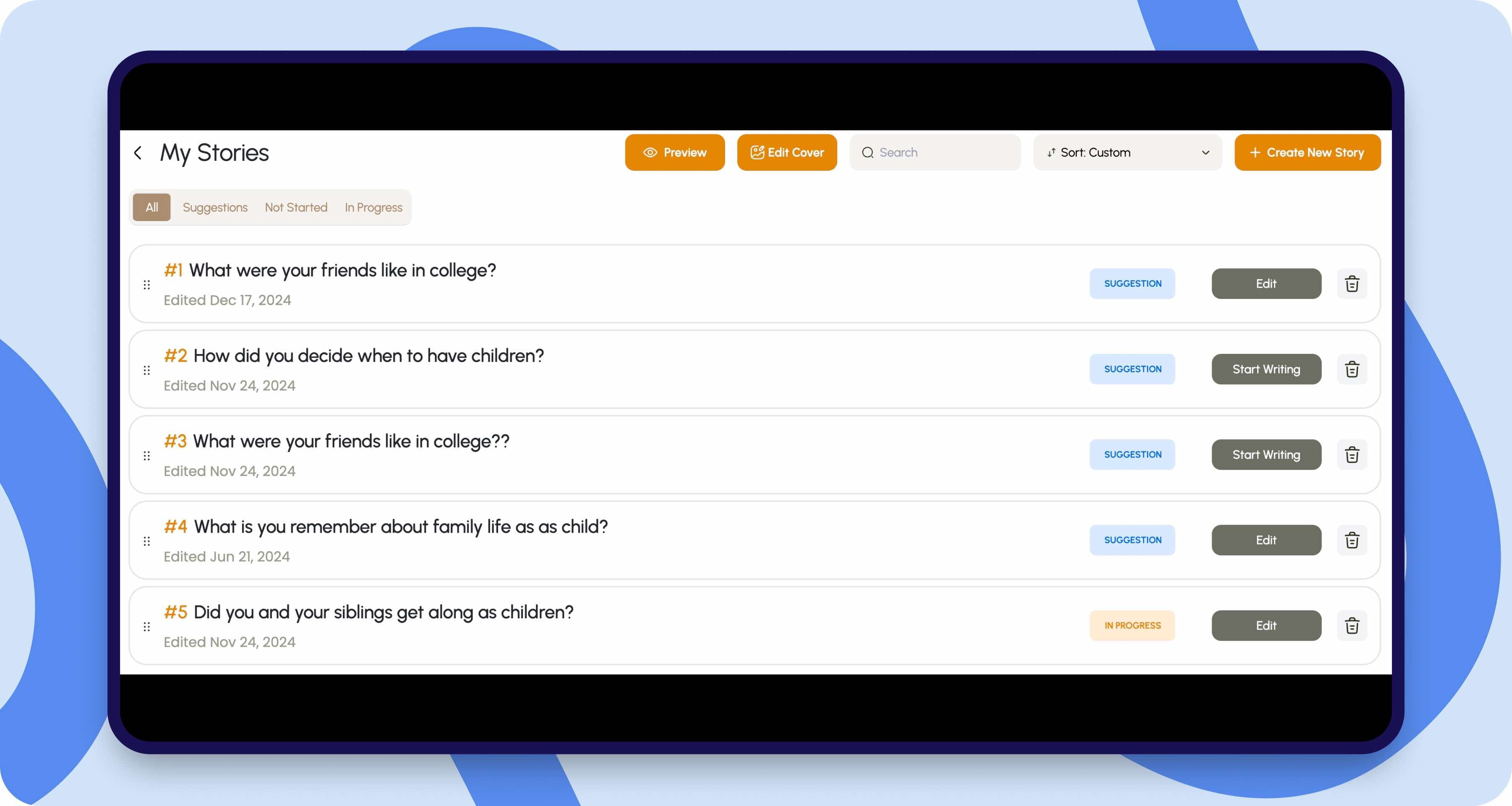 StoryKeeper — product screenshot